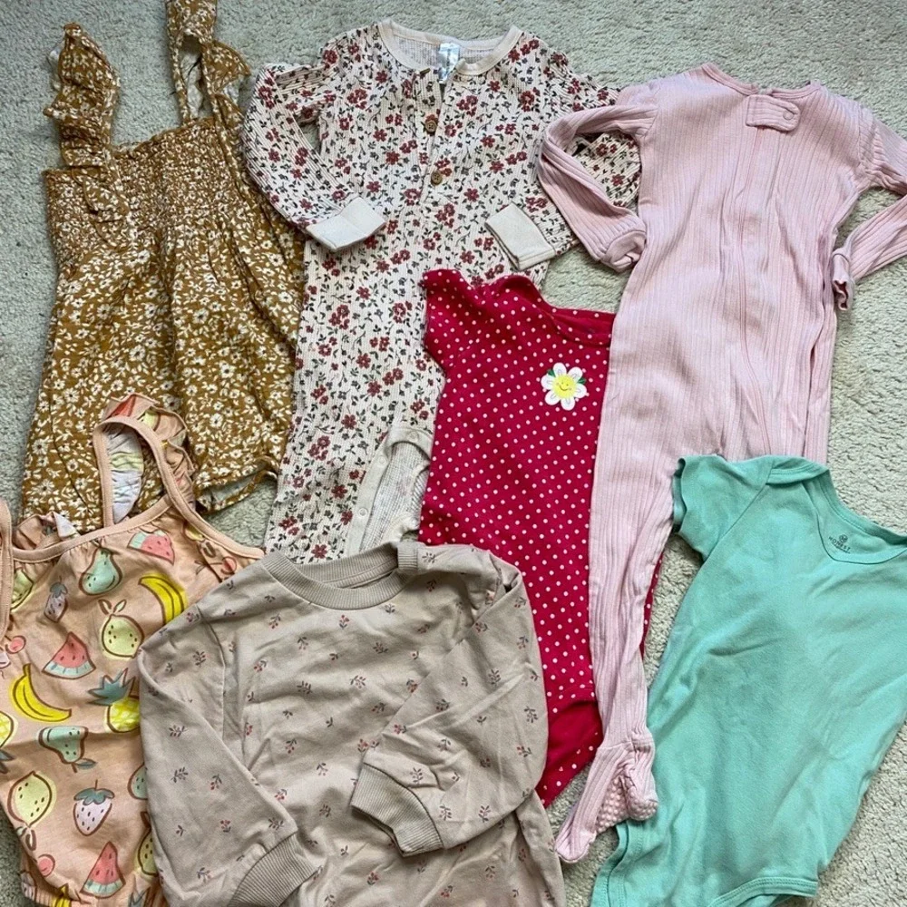 Baby Girl‎ Clothing Lot 24M Spring Summer Floral Rompers Bodysuits 7 pieces